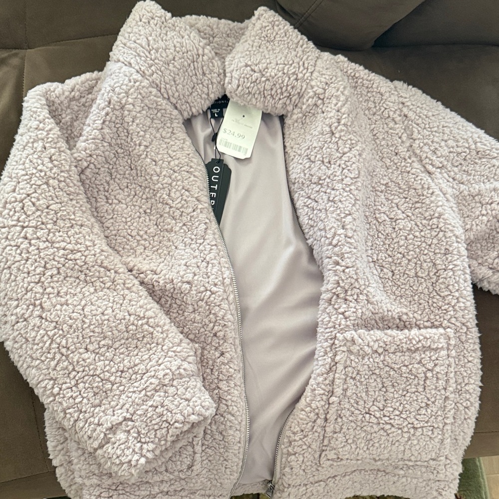 Ashley By 26 International Plush Teddy Jacket in Light Lavender